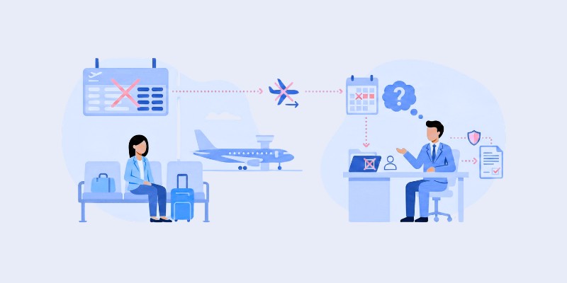 Odwołany lot i utknięcie na lotnisku a nieobecność w pracy.