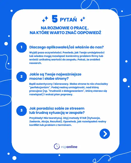 Strona 2 checklisty „Checklista: 5 pytań na rozmowie o pracę” (fragment)