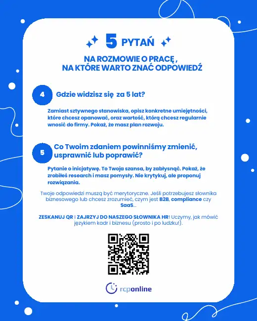 Strona 3 checklisty „Checklista: 5 pytań na rozmowie o pracę” (fragment)