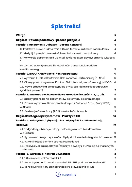 Strona 2 e-booka „Akta osobowe 2.0: Przejście na Elektroniczną Dokumentację (e-Akta)” (fragment)