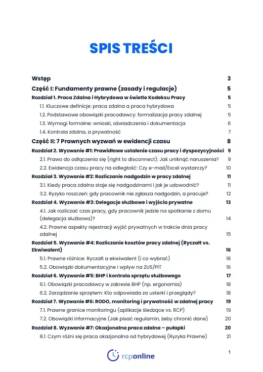 Strona 2 e-booka „Praca zdalna i hybrydowa: 7 prawnych wyzwań w ewidencji czasu” (fragment)