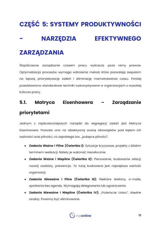 Strona 19 e-booka „Zarządzanie czasem pracy: architektura efektywności” (fragment)