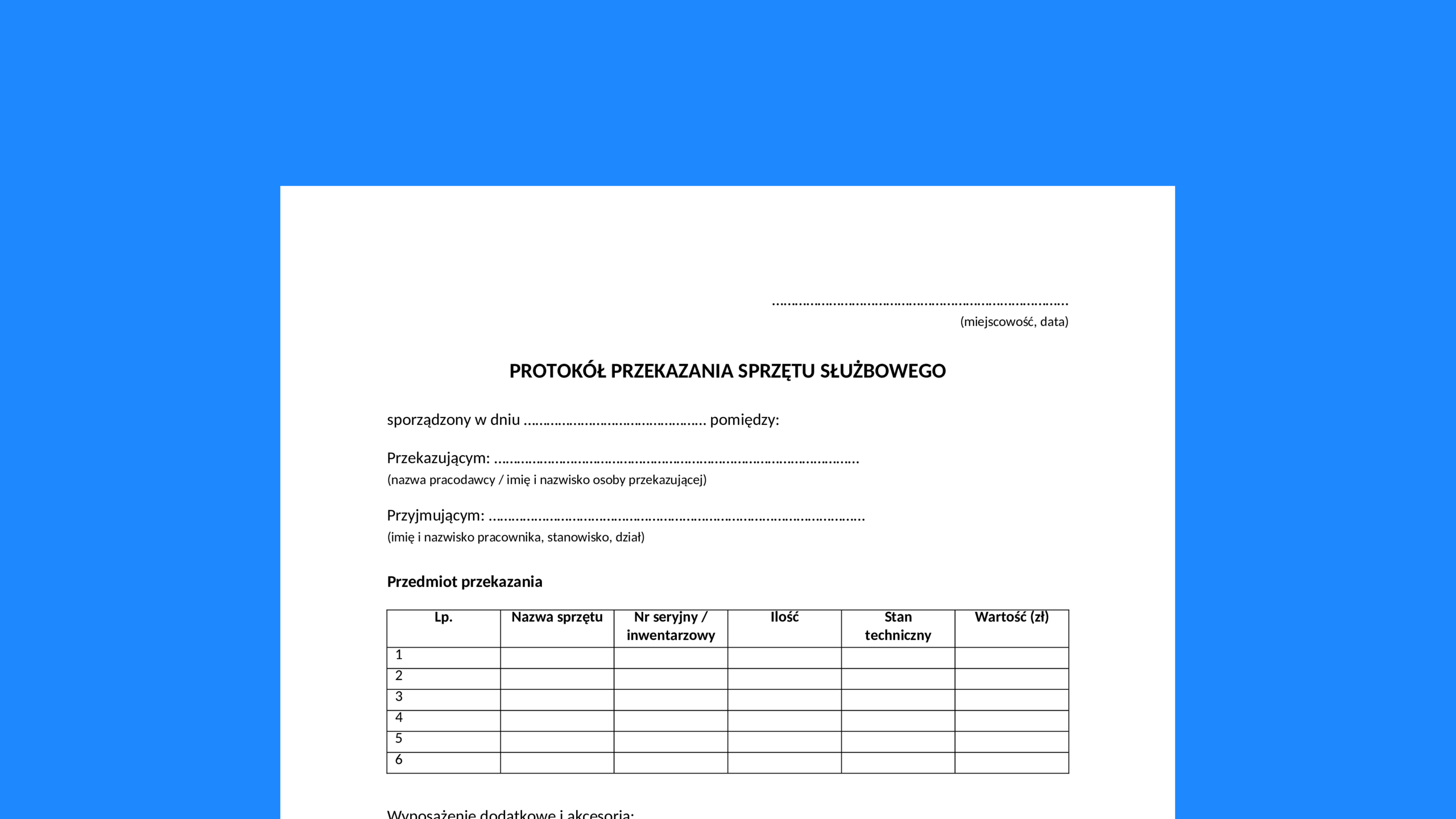 Protokół przekazania sprzętu - darmowy wzór do pobrania