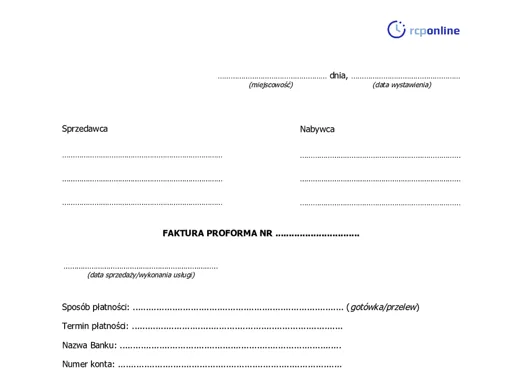 Faktura proforma  - darmowy wzór do pobrania