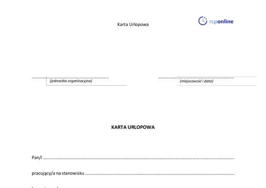 Karta urlopowa - darmowy wzór do pobrania