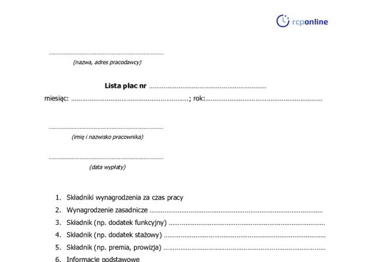 Lista płac - darmowy wzór do pobrania