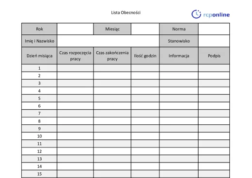 Lista obecności - darmowy wzór do pobrania
