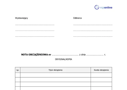 Nota obciążeniowa - darmowy wzór do pobrania