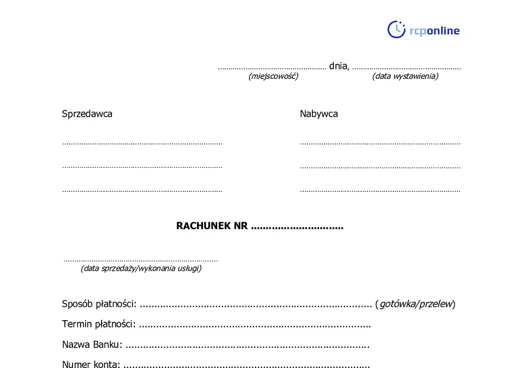 Rachunek - darmowy wzór do pobrania