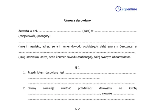Umowa darowizny - darmowy wzór do pobrania