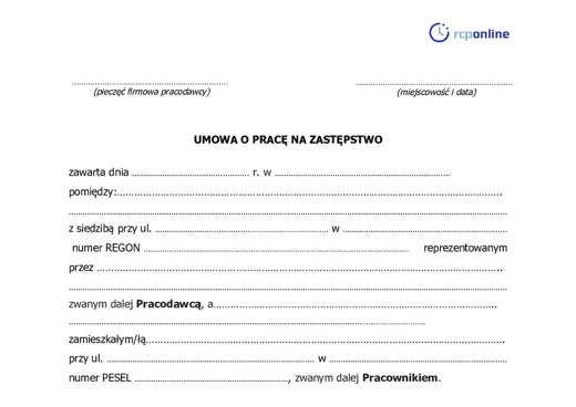 Umowa na zastępstwo - darmowy wzór do pobrania