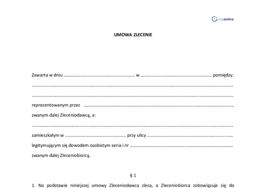 Umowa zlecenie  - darmowy wzór do pobrania