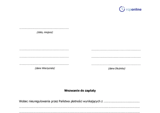 Wezwanie do zapłaty  - darmowy wzór do pobrania