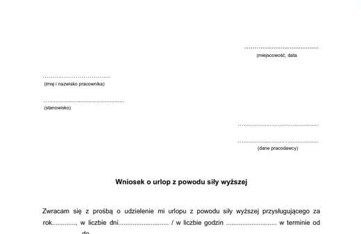 Wniosek o urlop z powodu siły wyższej - darmowy wzór do pobrania