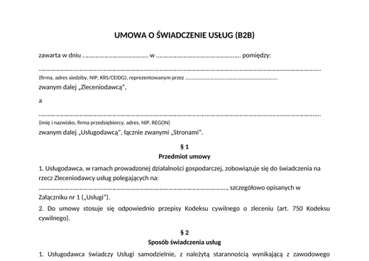 Umowa B2B - darmowy wzór umowy o współpracy