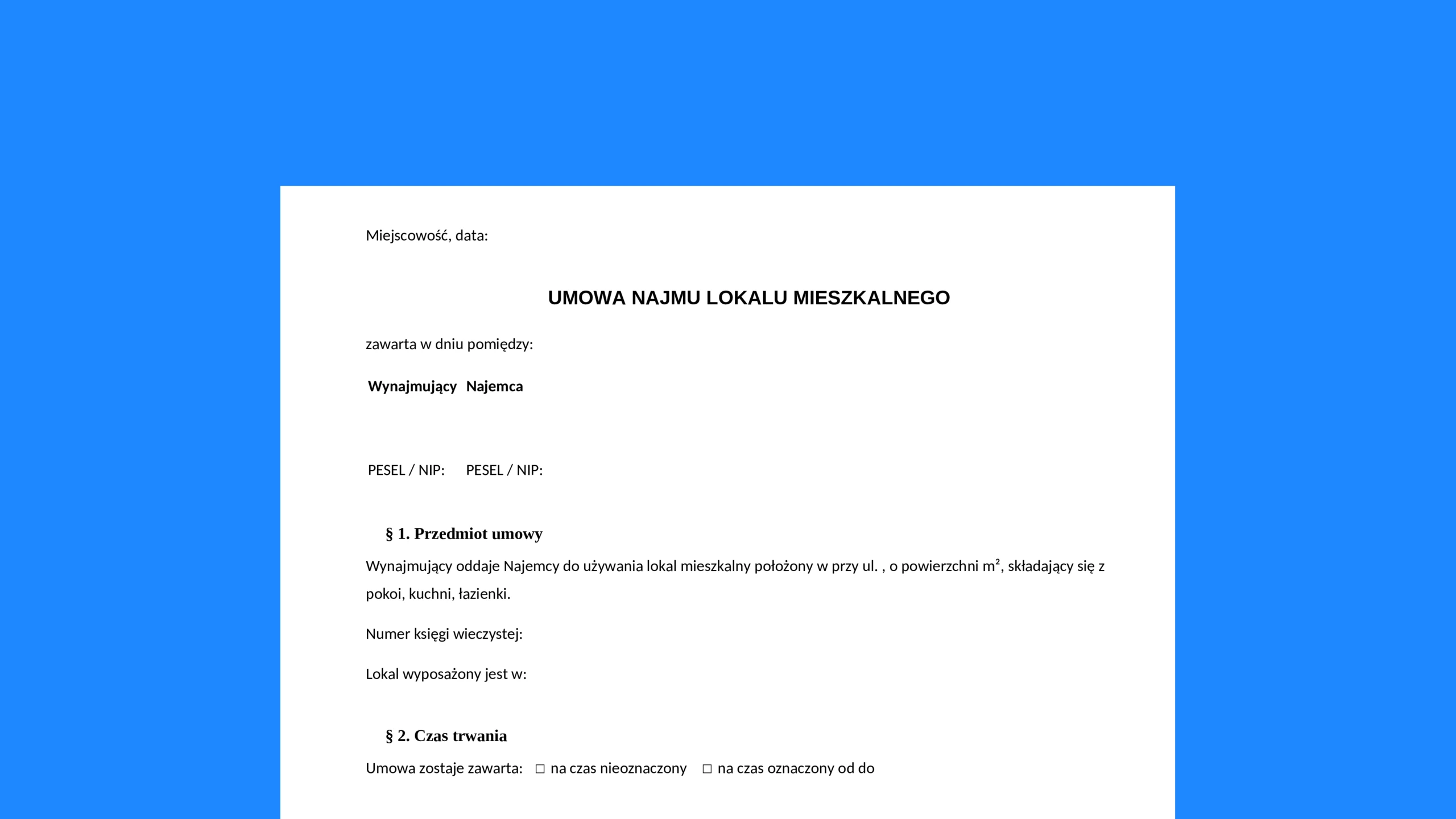 Umowa najmu - darmowy wzór do pobrania